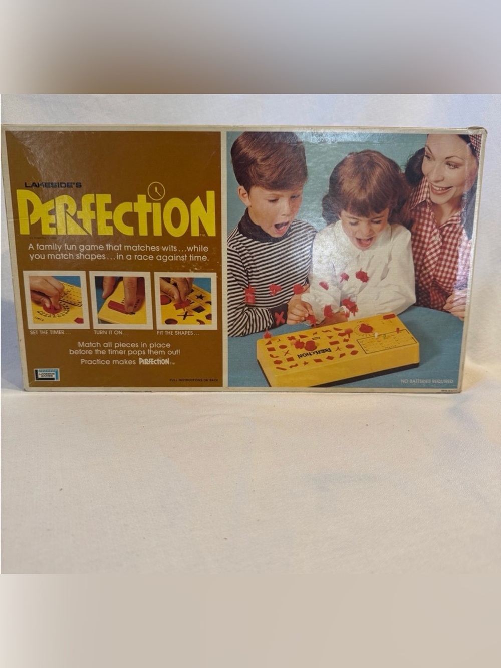 Vintage Lakeside Perfection Game Yellow Red Timer Original Box 1970s
